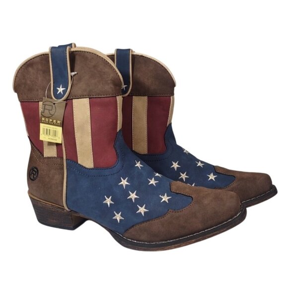 Roper Womens Flotus Western Boots Brown Size 11 American Flag Patriotic USA - Picture 1 of 7